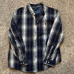 Ralph Lauren Men's Blue and White Plaid Shirt